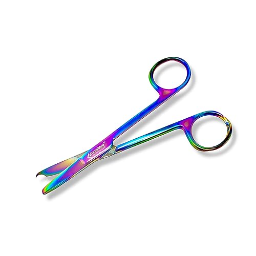 Miniatura 8 de Cynamed Tijeras de puntada de sutura con revestimiento de titanio multicolorarco iris, instrumento de calidad premium, gancho delicado, perfectas