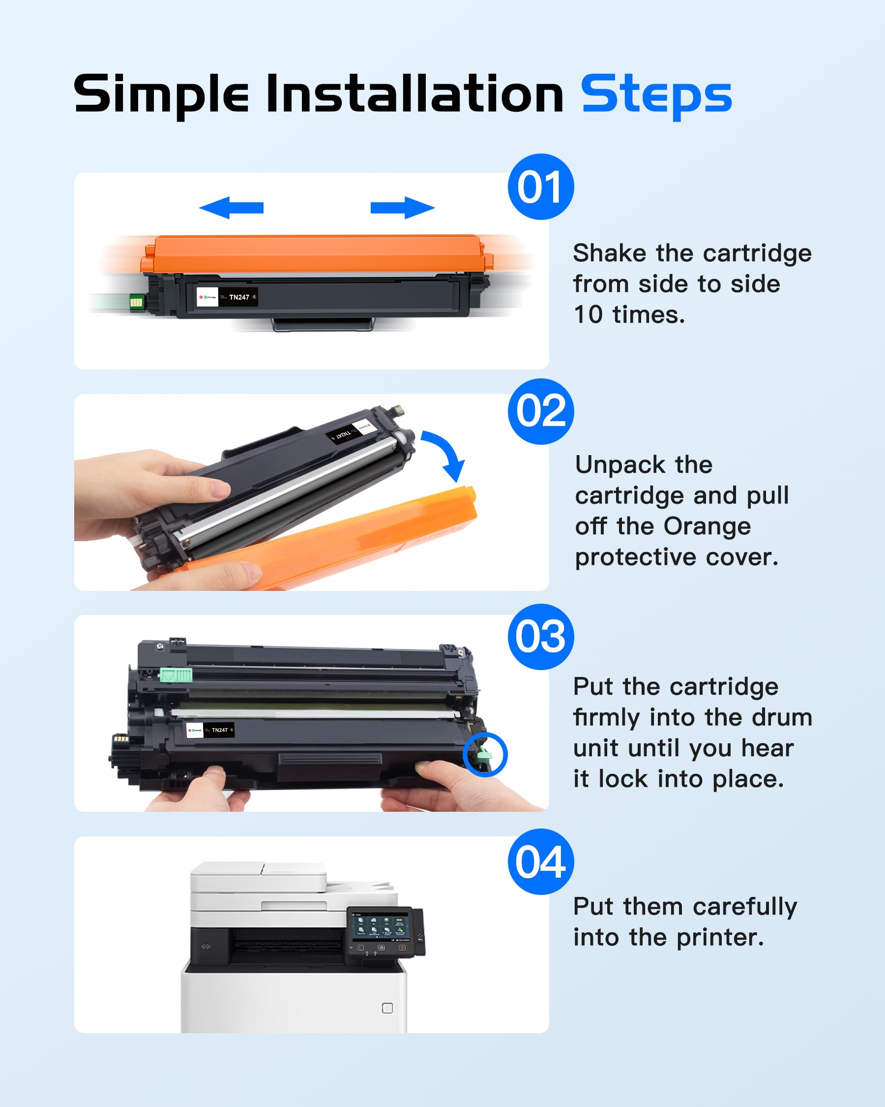 TN247 TN-243CMYK DCP-L3550CDW MFC-L3750CDW Toner Compatible pour Brother TN243 TN243CMYK TN247BK pour Brother DCP-L3550CDW MFC-L3750CDW MFC-L3770CDW HL-L3210CW MFC-L3710CW HL-L3270CDW (5-Pack)