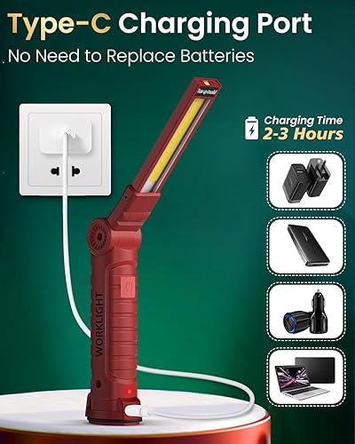 Vista 7 de Coquimbo Herramientas de regalo para hombres, papá, marido, luz LED recargable, accesorios para parrilla, linterna magnética con gancho para colgar