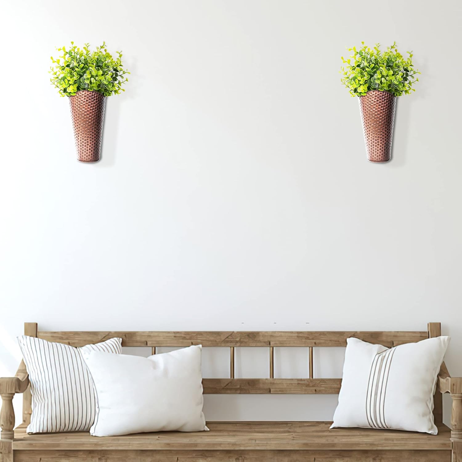 Monarch Abode 20611 Hand Hammered Copper Finish Metal Wall Vertical Hanging Planter : Everything Else