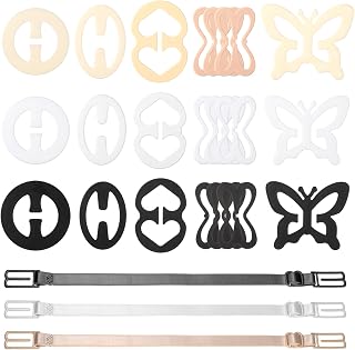 24 Pcs Bra Clips to Make Racerback Anti-Slip Bra Strap Clips Bras Straps Holders Conceal Buckles for Cleavage Control and Shoulder Comfort for Full Cup Size (Black/White/Beige)