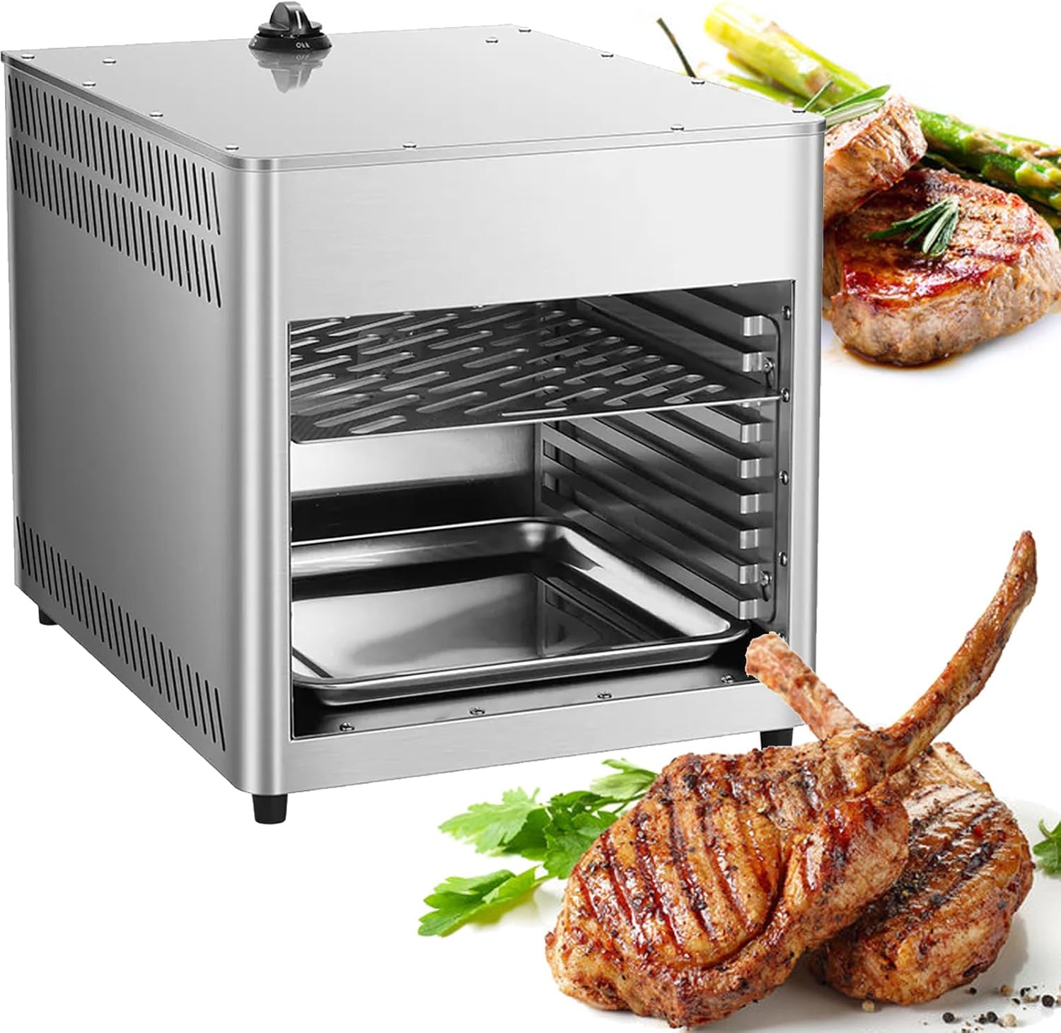 8-Tier Oven for Beef Chicken Vegetables, 800℃ Gas Steak Broiler, Indoor Commercial Steak Grill, Adjustable Temperature,NPJ003G