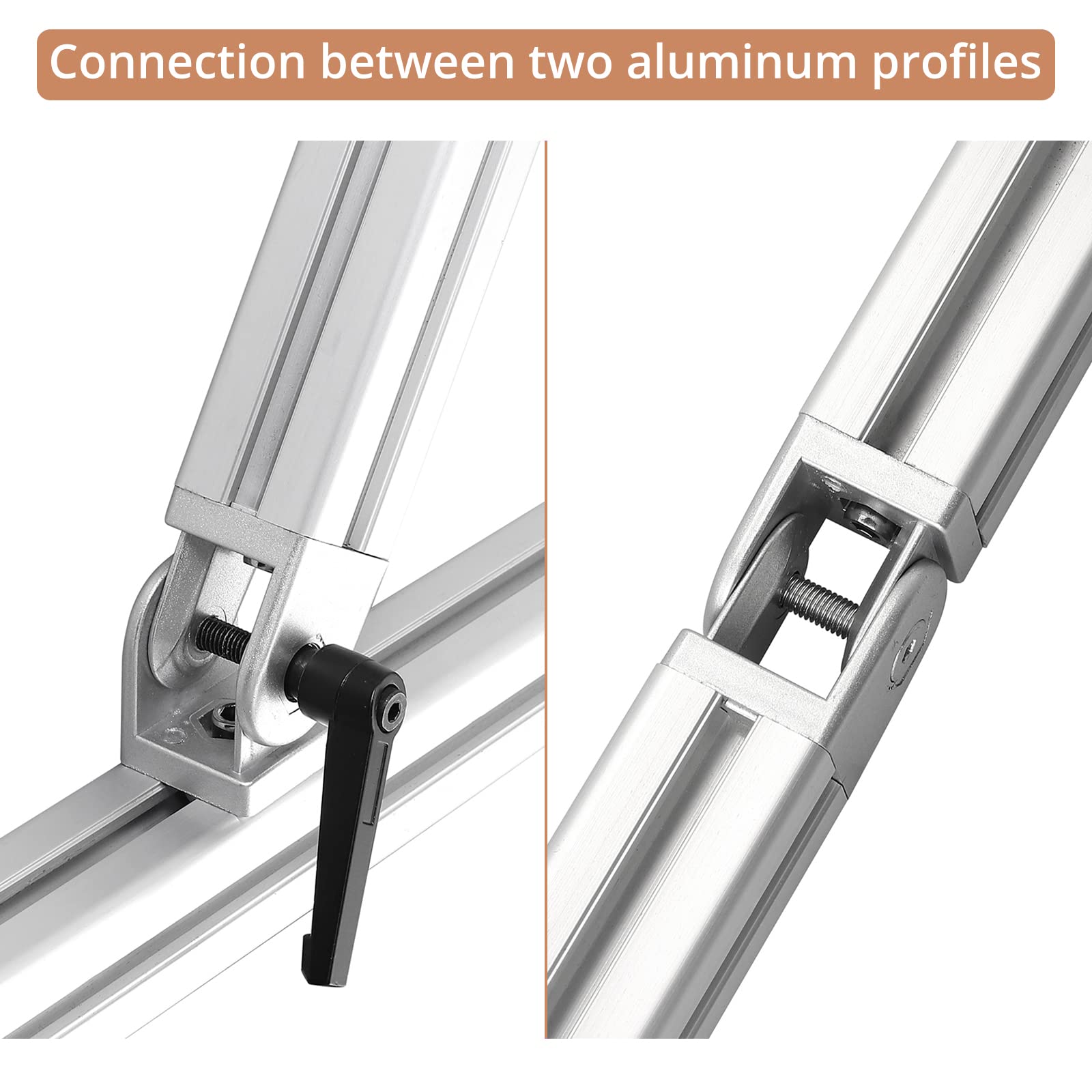 Connecteur Profilé Aluminium 4040, Kamtop 2pcs Connecteur à Angle Réglable Rotation à 180°Avec Poignée de Charnière D'Angle Pour Profil en Aluminium D'Extrusion 4040