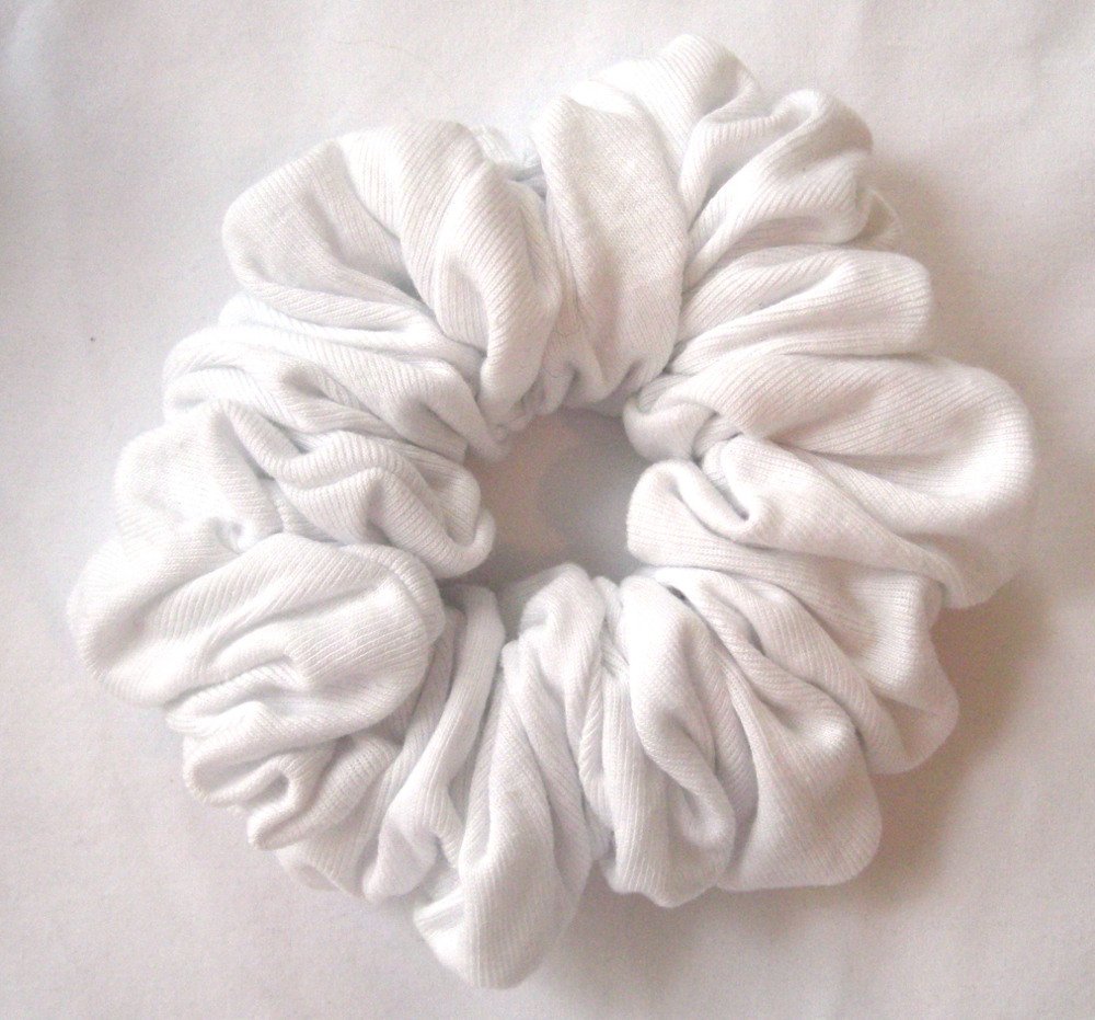 White Jersey Hair Scrunchies ? Set of 3 Smalls - Made in the USA