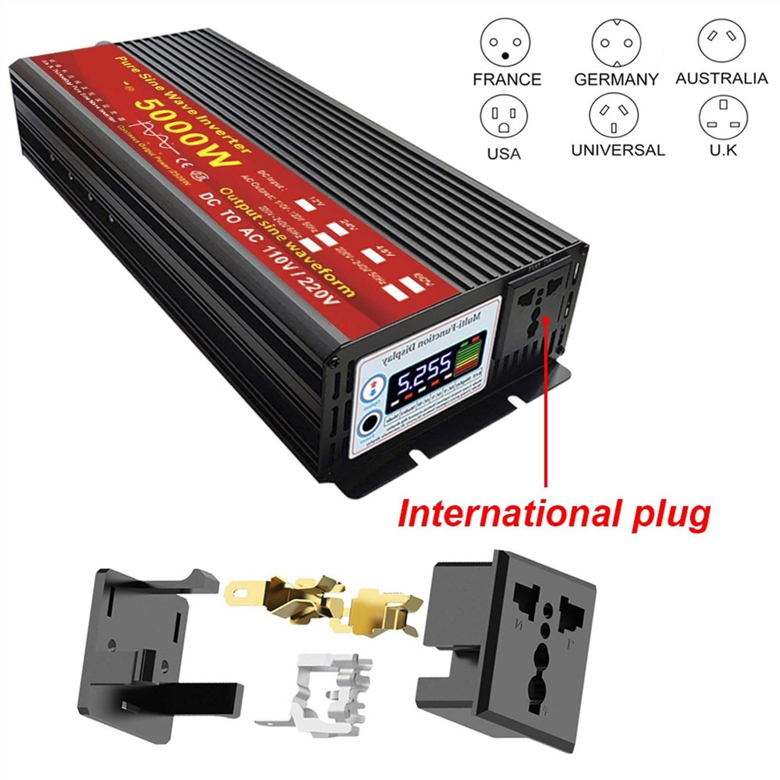 Inverter a onda sinusoidale pura Inverter a onda sinusoidale pura 12V 24V 220 110 2000W 3000W 4000W 5000W Trasformatore di tensione Convertitore di potenza Inverter solare(3000W,48V)