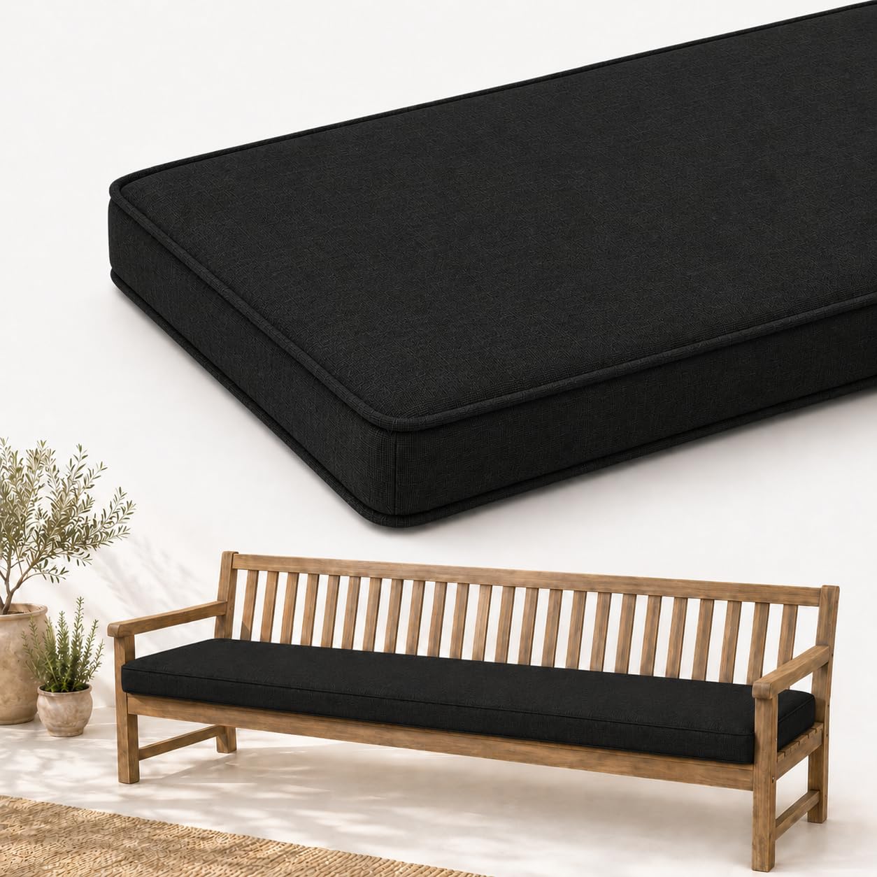 AZMAHT Linen Bench Cushion Indoor - Comfort Seat Pad for Dining Bench Window