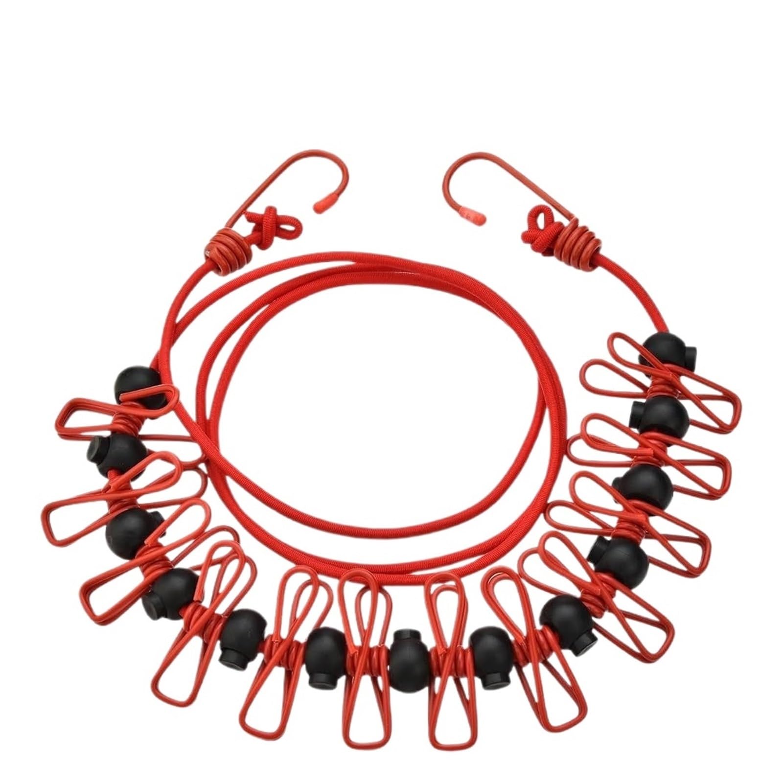 Laundry Drying Rope, Clothesline Outdoor Retractable Iron Wire Adjustable Camping Drying Line Multicolor 1.8m(Red)