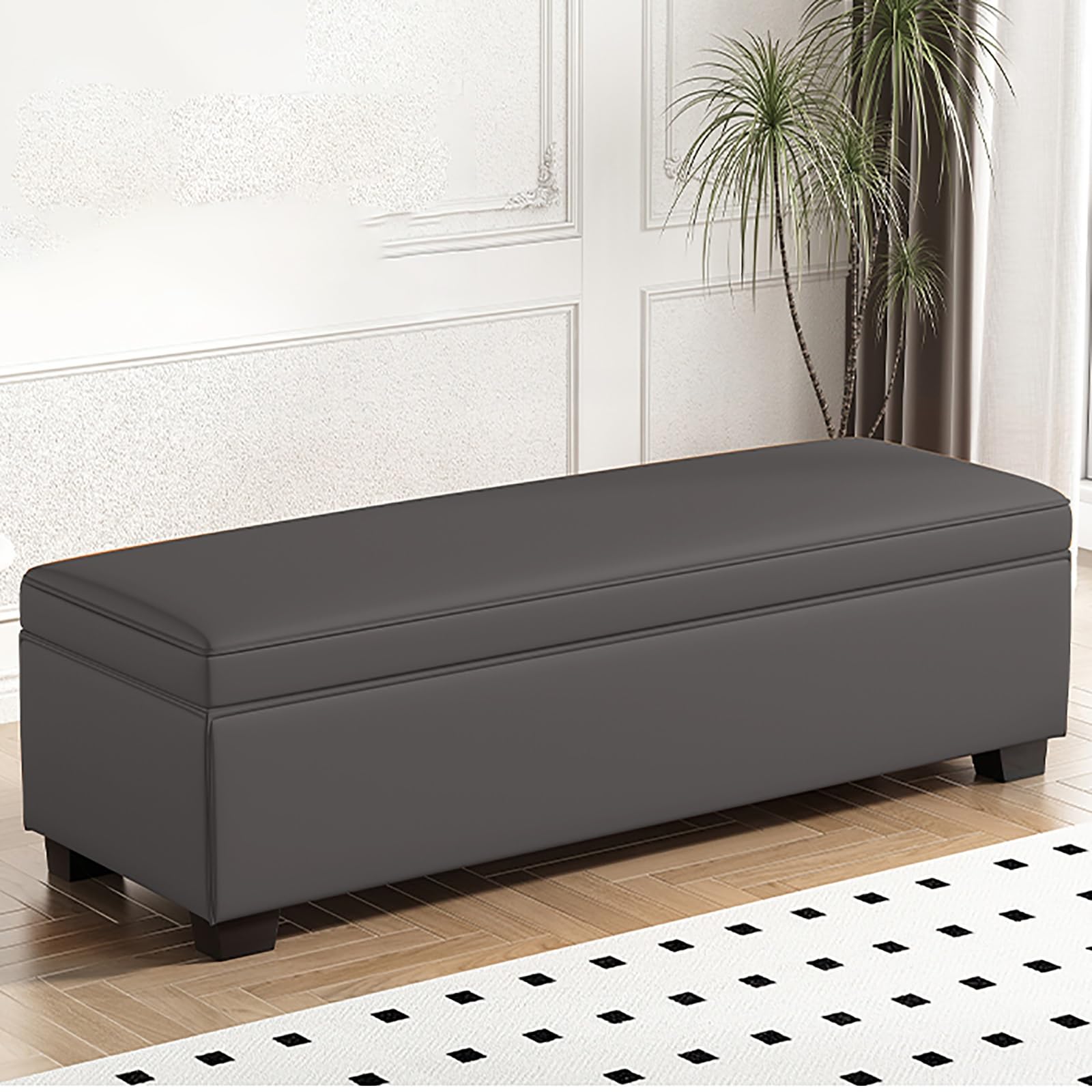 Banc d'angle avec rangement carré en cuir 40 cm pour chambre et salon