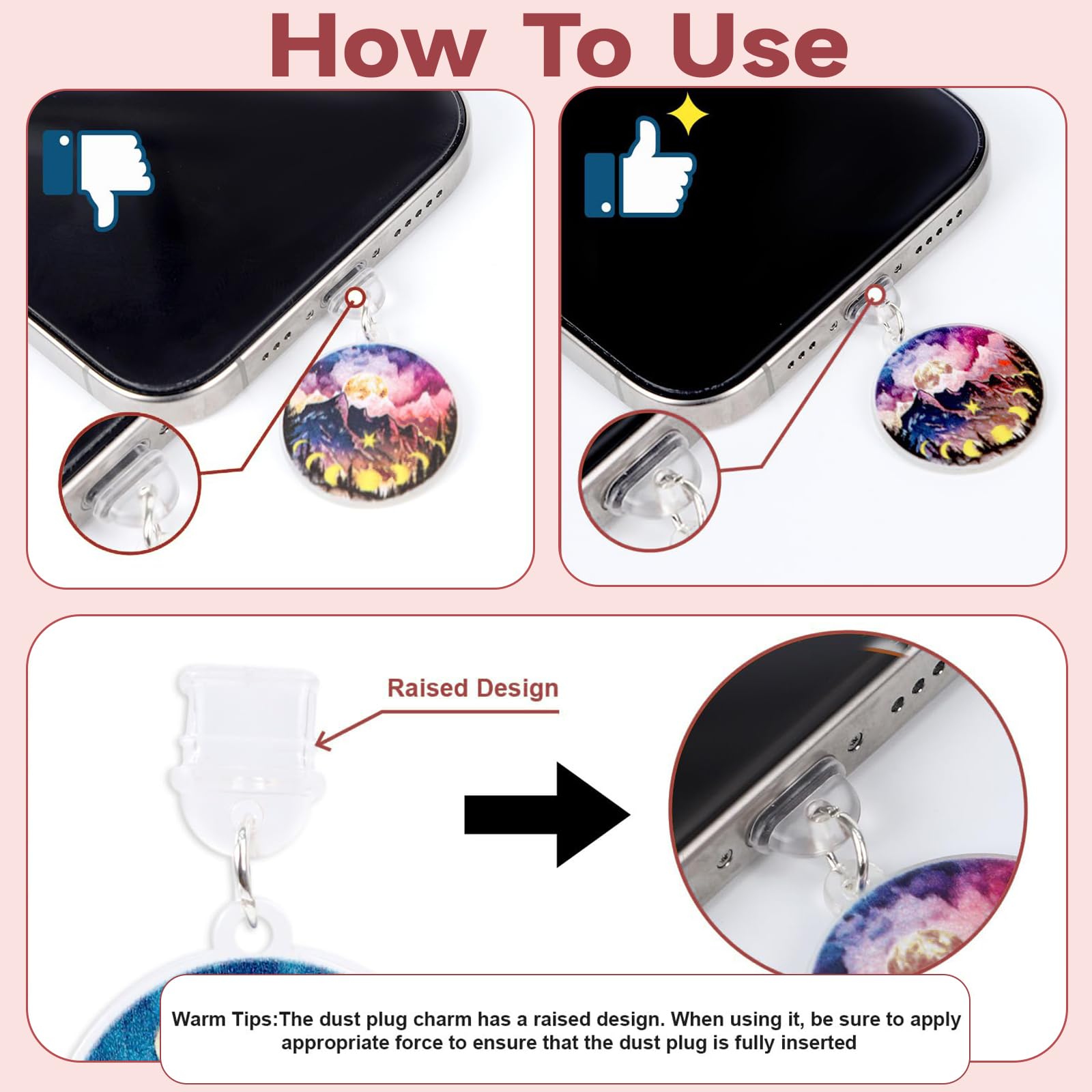 JYNVO 9 Pièces Breloques Anti-Poussière Amusantes, Micro USB Compatible avec Kindle Paperwhite 1-4/10/Oasis 1-3, E-Reader & Téléphones Android - Accessoires Kindle Femme - 4