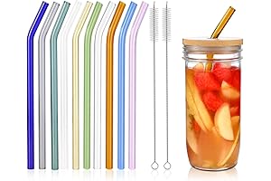10 Pcs Reusable Bent Glass Drinking Straws