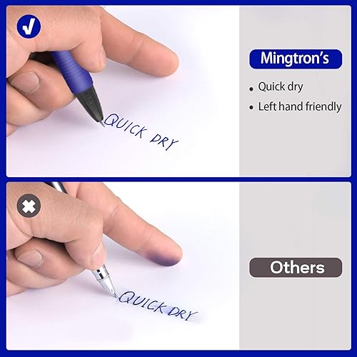 Miniatura 4 de mingtron Bolígrafos de gel, paquete de 100 bolígrafos azules de punta fina, sin manchas de tinta para la mano izquierda, bolígrafos de clic a