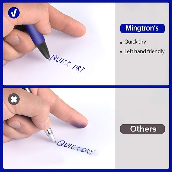 Gel Pens, 30 Pack Blue Pens + 30 Pack Black Pens Fine Point, No Smear Ink Pens for Left Hand, Click Pens Bulk, Retractable Rollerball Pens for Smooth Writing, 0.5MM, Black & Blue Ink