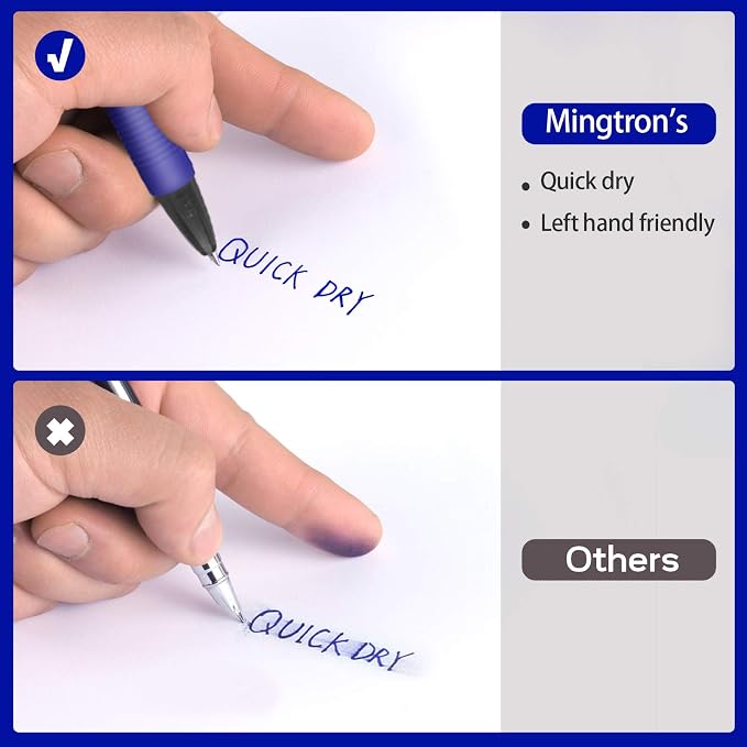 Bolígrafos de gel, pack de 30, color azul, punta fina, tinta sin manchado miniatura 5