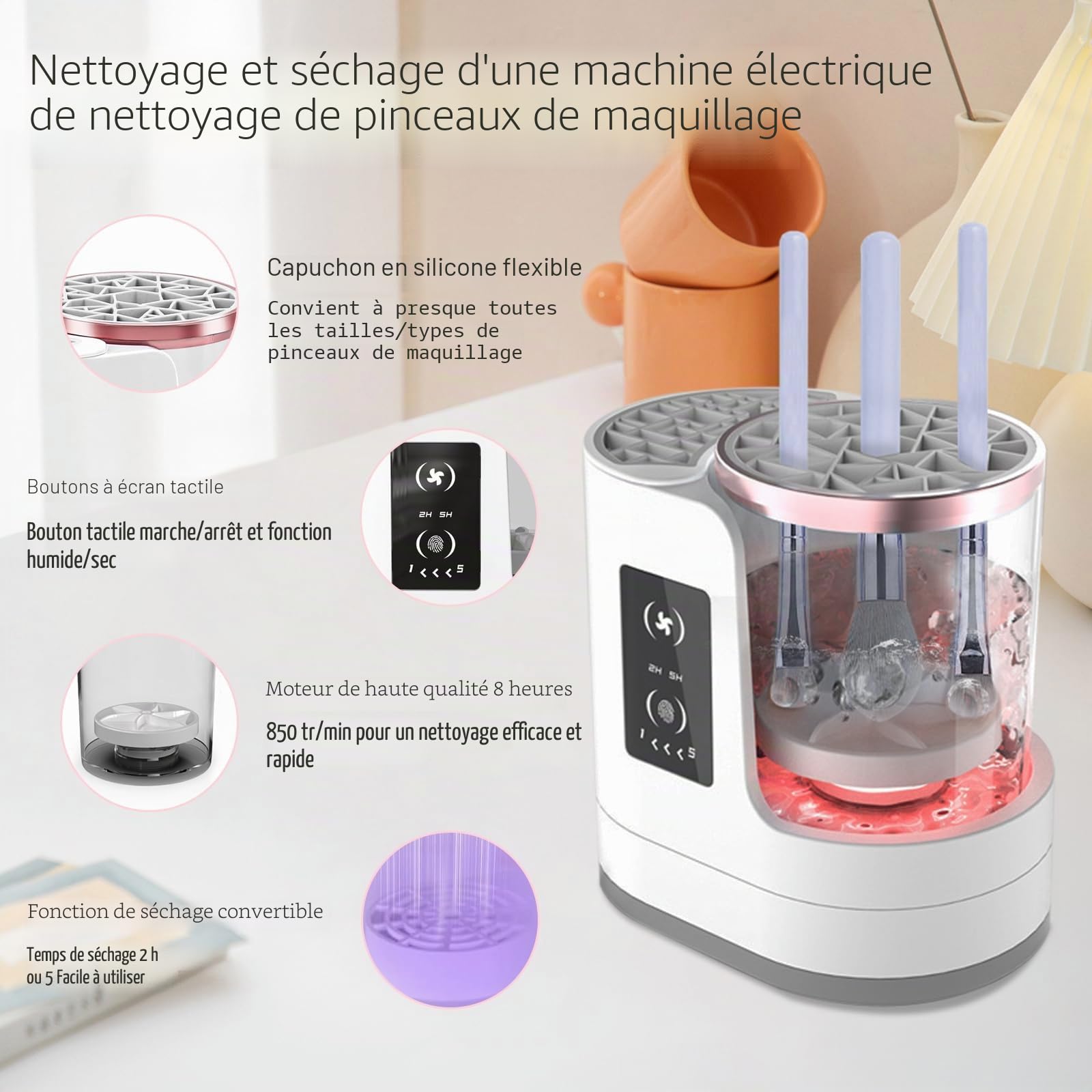 Machine électrique de nettoyage et de séchage portable, automatique, USB, outil multifonctionnel pour pinceaux de maquillage