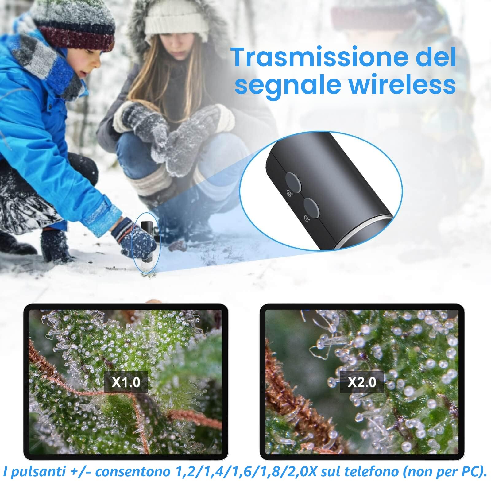 4K WiFi microscopio per Android, da 50 a 1000X USB Wireless Digital Scope Fotocamera per endoscopio Super HD compatibile con telefono Android Tablet iPhone iPad Windows Mac Chrome Linux