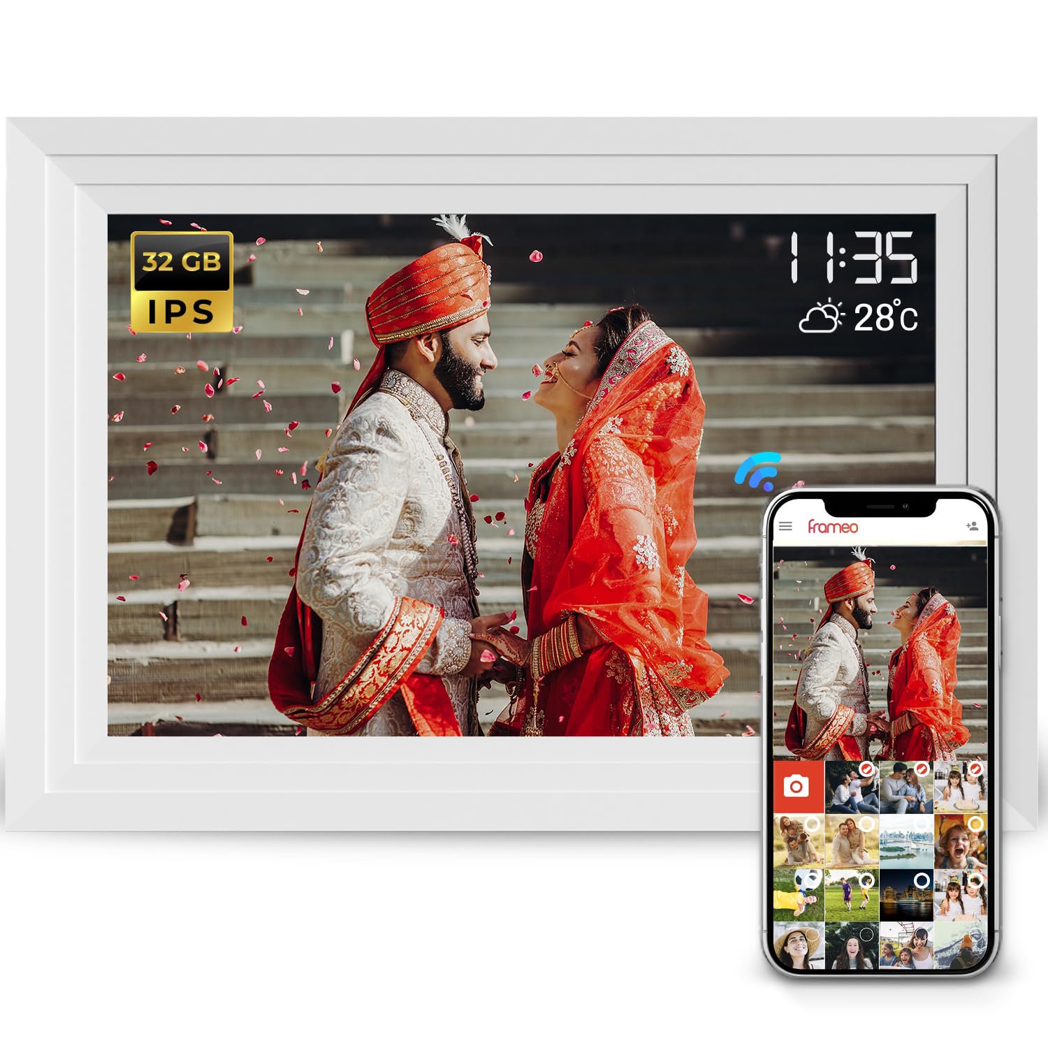Lifelong Electronics 10.1 Inch (25.65 CM) Digital Photo Frame with Slideshow,Video & Sound|IPS HD Auto-Rotate Touch Screen,Wi-Fi & 32GB Memory|Desktop/Wall Mounted|Share Files with Frameo App,White Toy Review India (Iknoor World )