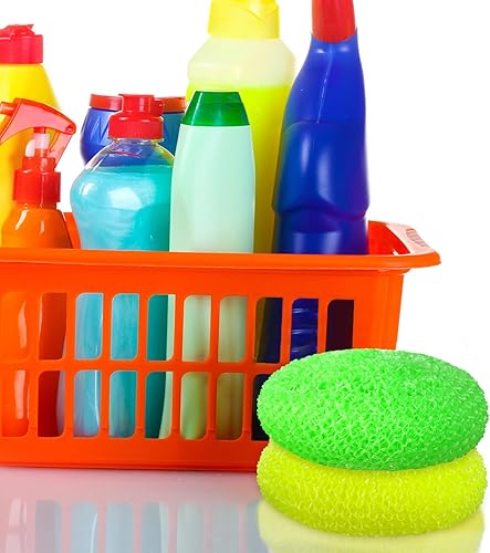 Miniatura 4 de Uiifan 50 unidades de plástico para platos de nailon para fregadores de platos de plástico redondo de malla antiarañazos para limpieza de cocina y