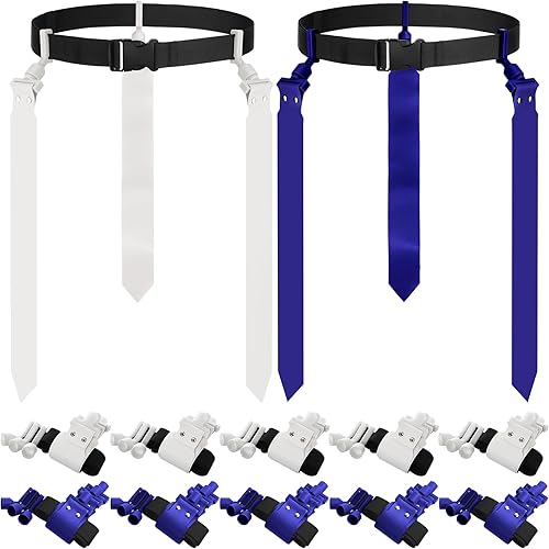 Vista 22 de Hungdao Cinturones y banderas de fútbol para 12 jugadores, cinturones de fútbol ajustables para niños, adolescentes, adultos, entrenamiento en Rojo