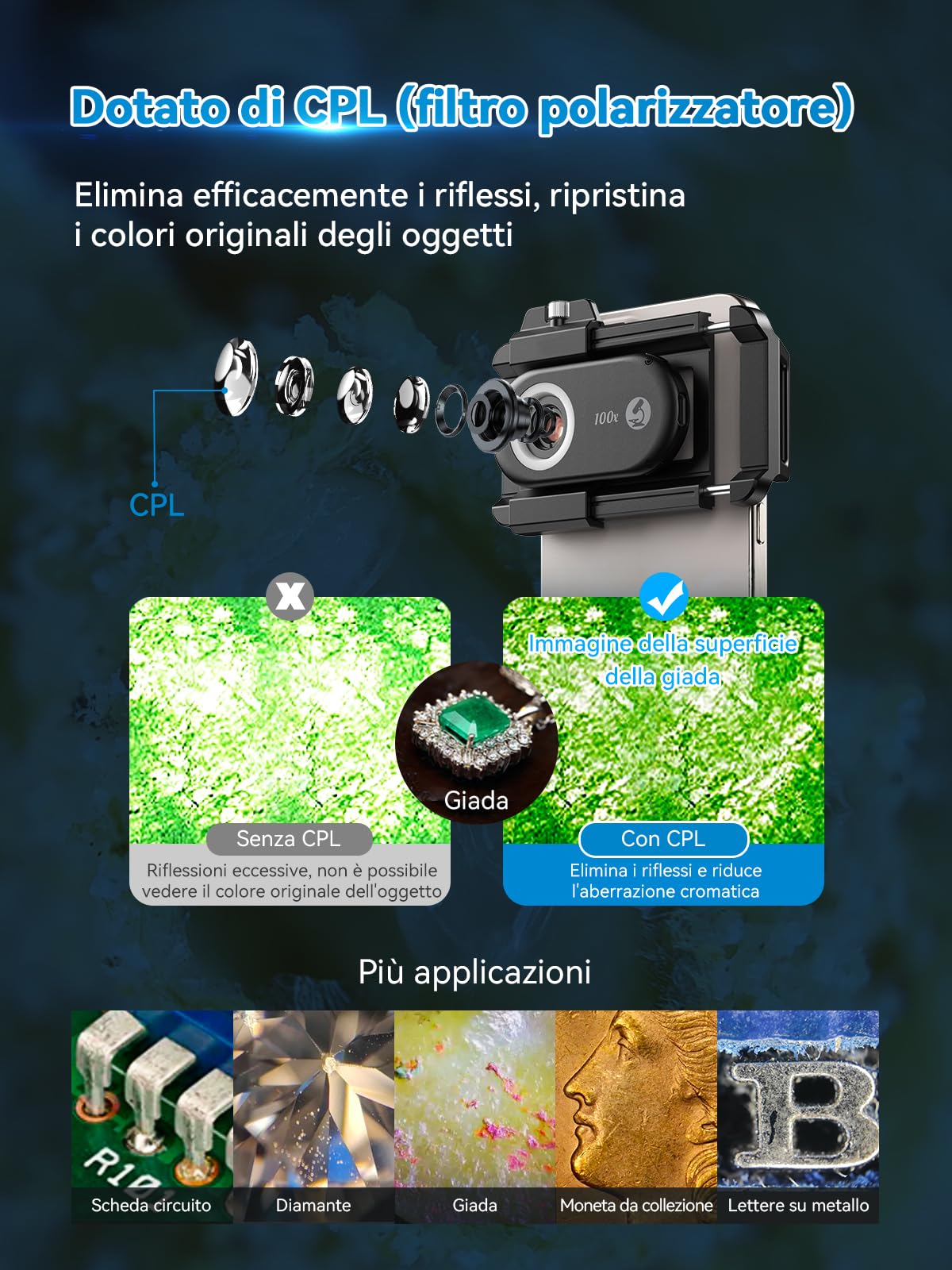APEXEL Microscopio 100X per telefono portatile, microscopio per smartphone, Esplora il mondo microscopico con il microscopio per smartphone