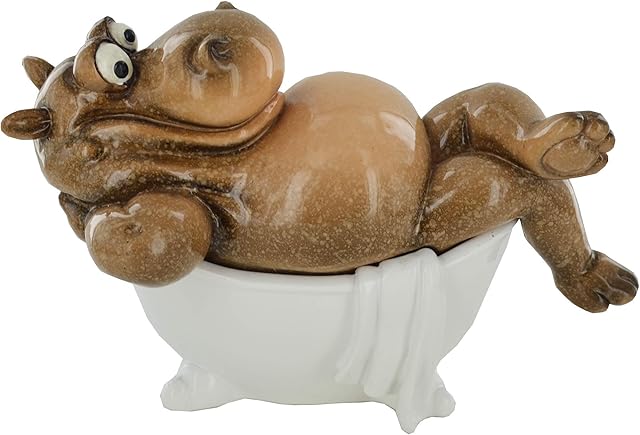 Comical Hippo In The Bath Novelty Gift Joke Present Home Decor H10.5cm