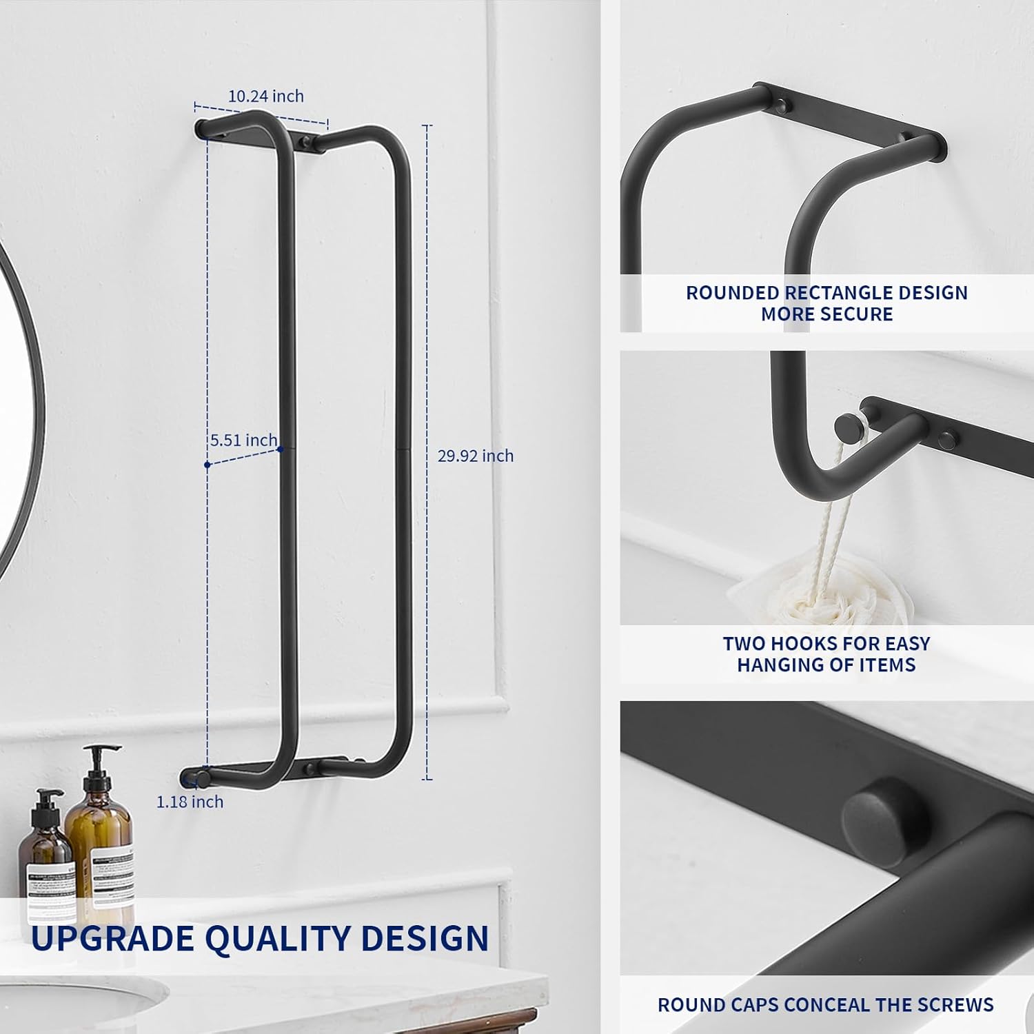 BWE Rainfall Waterfall Shower Panel Tower System Stainless Steel Bathroom Shower Panel Bundle with Tower Racks for Bathroom,Wall Mounted Bathroom Towel Storage,304 Stainless Steel Tower Holder