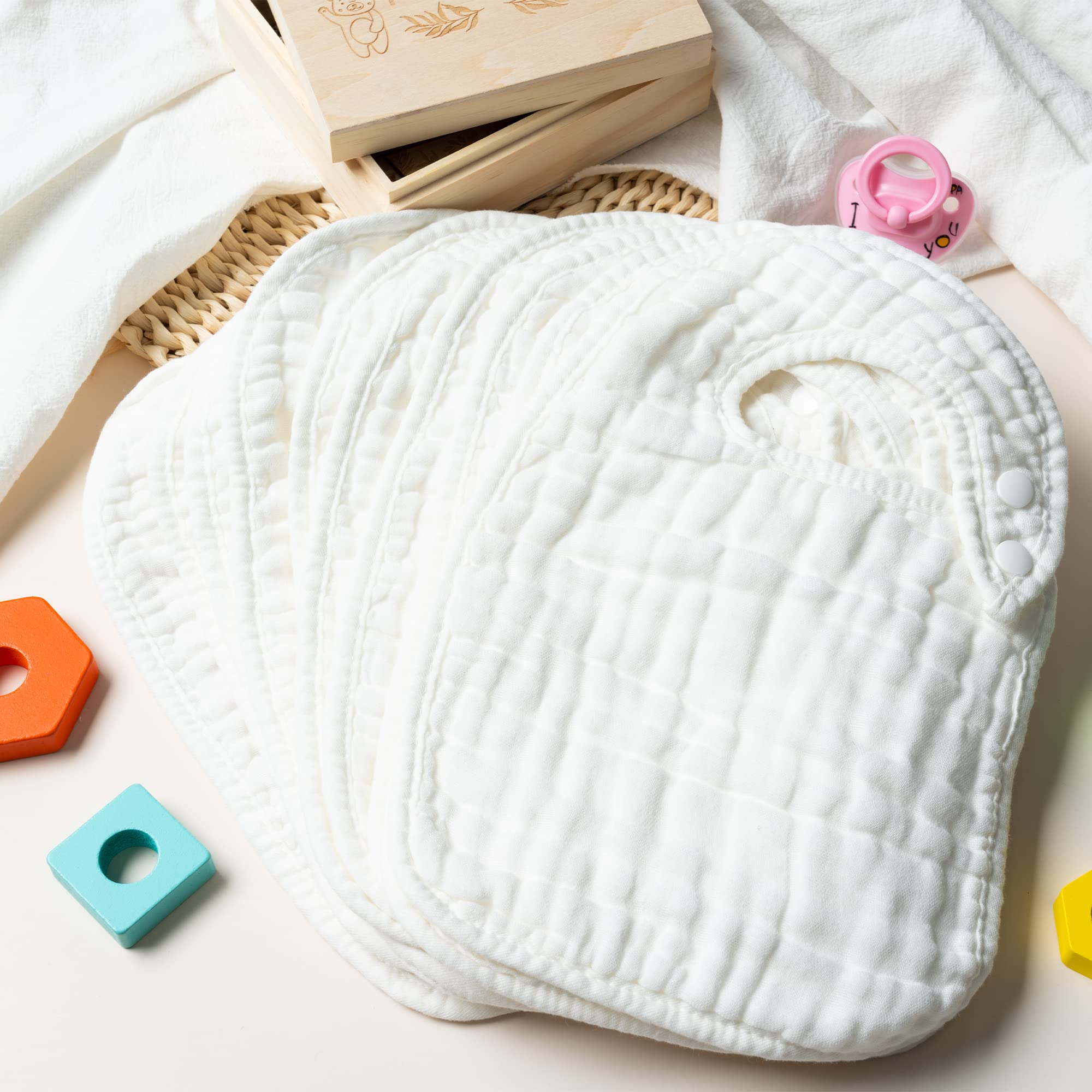 WATINC 10CS Bavoirs en coton absorbant pour bébé nouveau-né pour l'alimentation et la dentition - Bavoirs bandana pour garçons et filles - Bavoirs unisexes pour fête prénatale, cadeau d'anniversaire