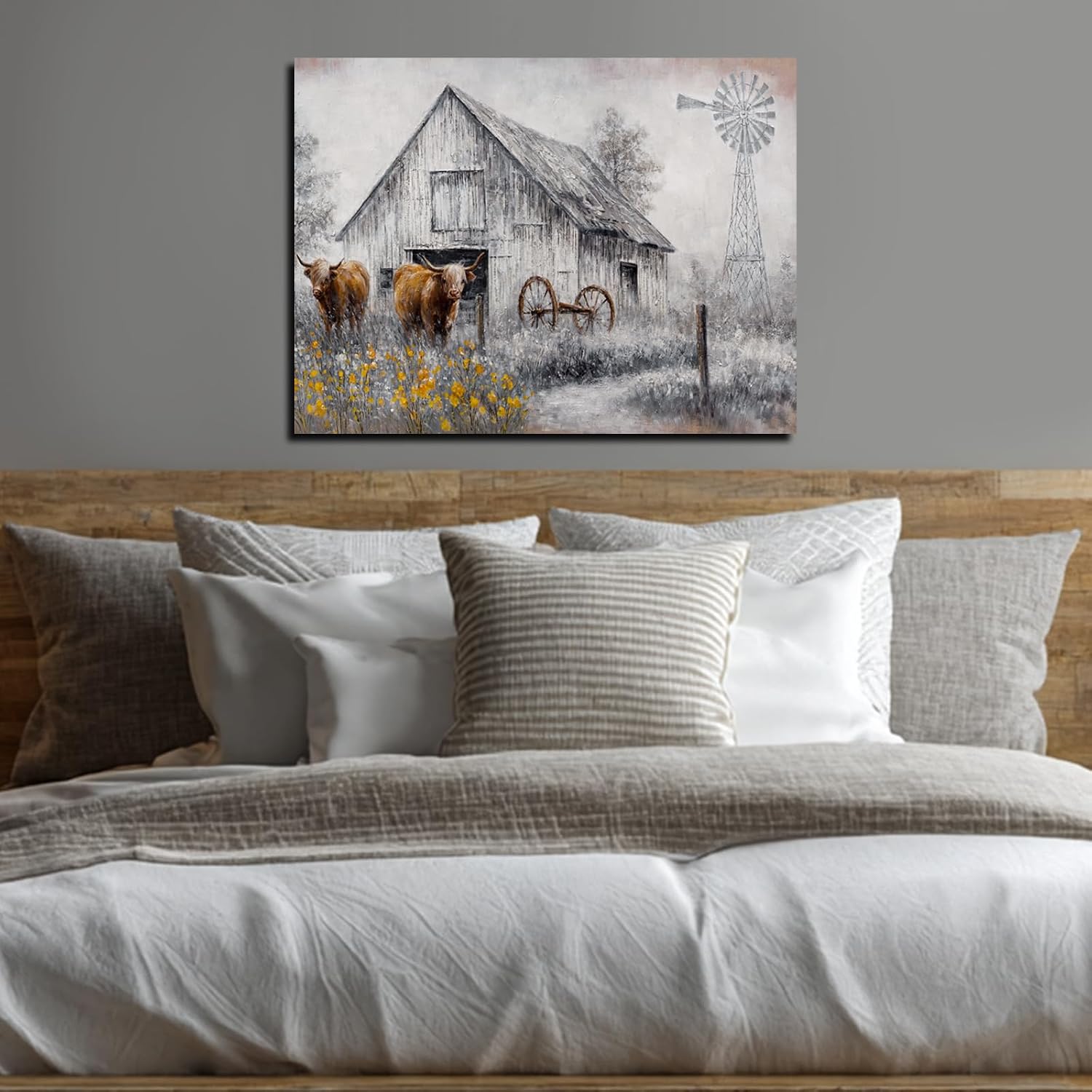 Dolidoteart Farmhouse Wall Decor for Living Room, Rustic Canvas Wall Art, Bedroom Wall Decor, Office Wall Decor, Barn Print, 12x16 In image 5