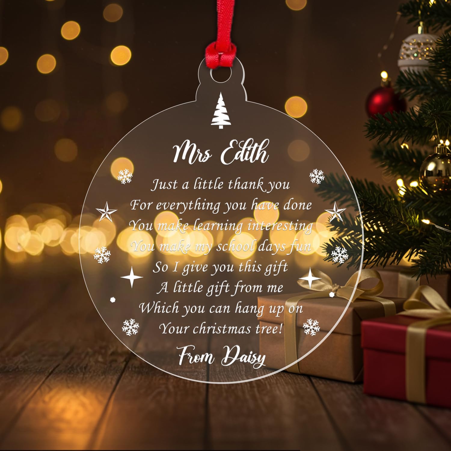 Personalised Name Christmas Bauble Teacher Xmas Gift Teaching Assistant Nursery