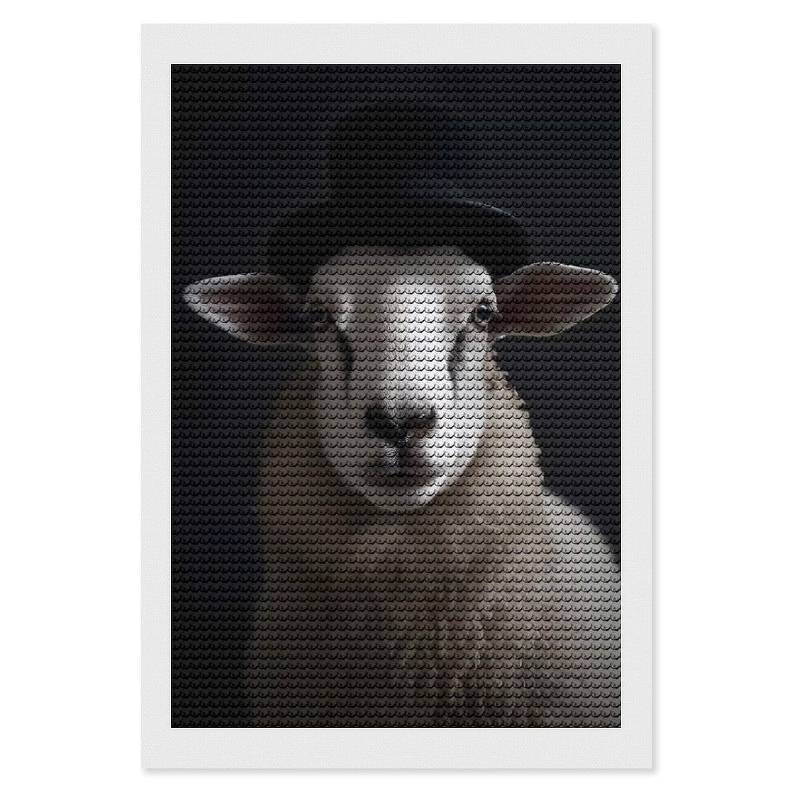 Junmoney Sheep with Top Hat Diamond Art Kit 8"x12", Creative Leisure Activity, Complete Accessories, Vintage Style Decor, for Women