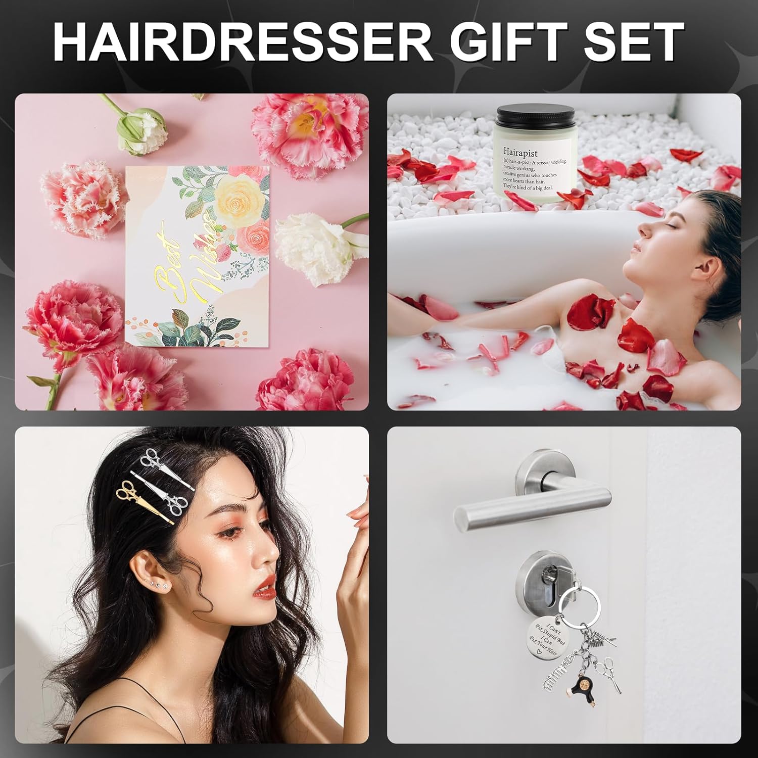 10 Pieces Hairdresser Gifts Set for Women Christmas Gifts Hair Stylist Appreciation Gift Set with Tumbler,Socks,Makeup Bag,Keychain,Candle,Scissor Hair Clips,Apron,Greeting Card (Mug Cup) - Image 5