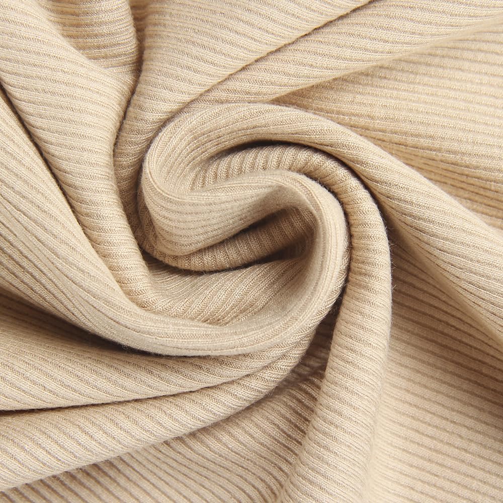 Roselux Women V Neck Ribbed Long Sleeve Shirt Fitted Basic Slim Knit Top - Image 5