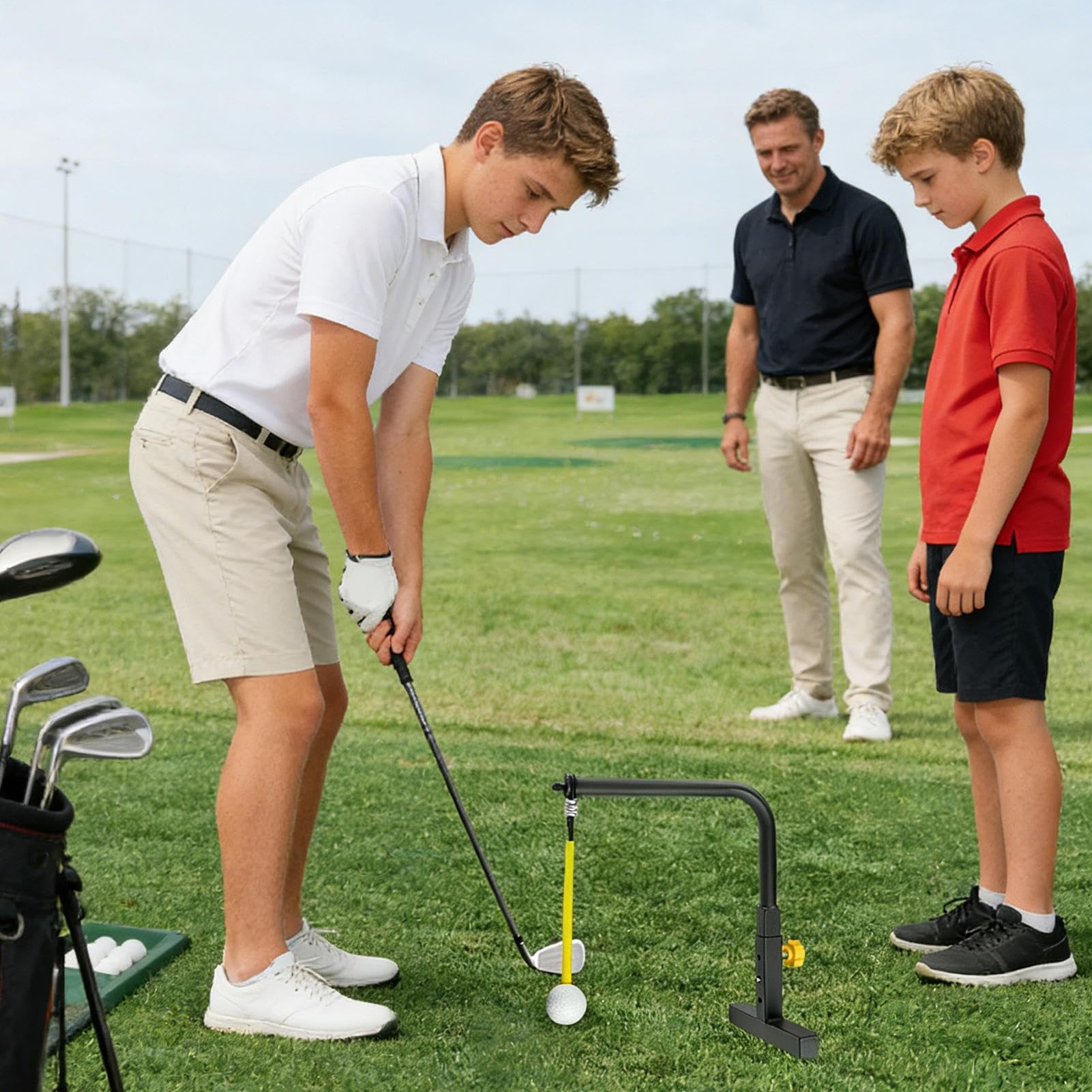 Przyrząd do treningu swinga w golfie do symulatora z regulacją wysokości i | Sprzęt do ćwiczeń golfowych dla mężczyźni graczy outdoor trening w ogrodzie golfowy