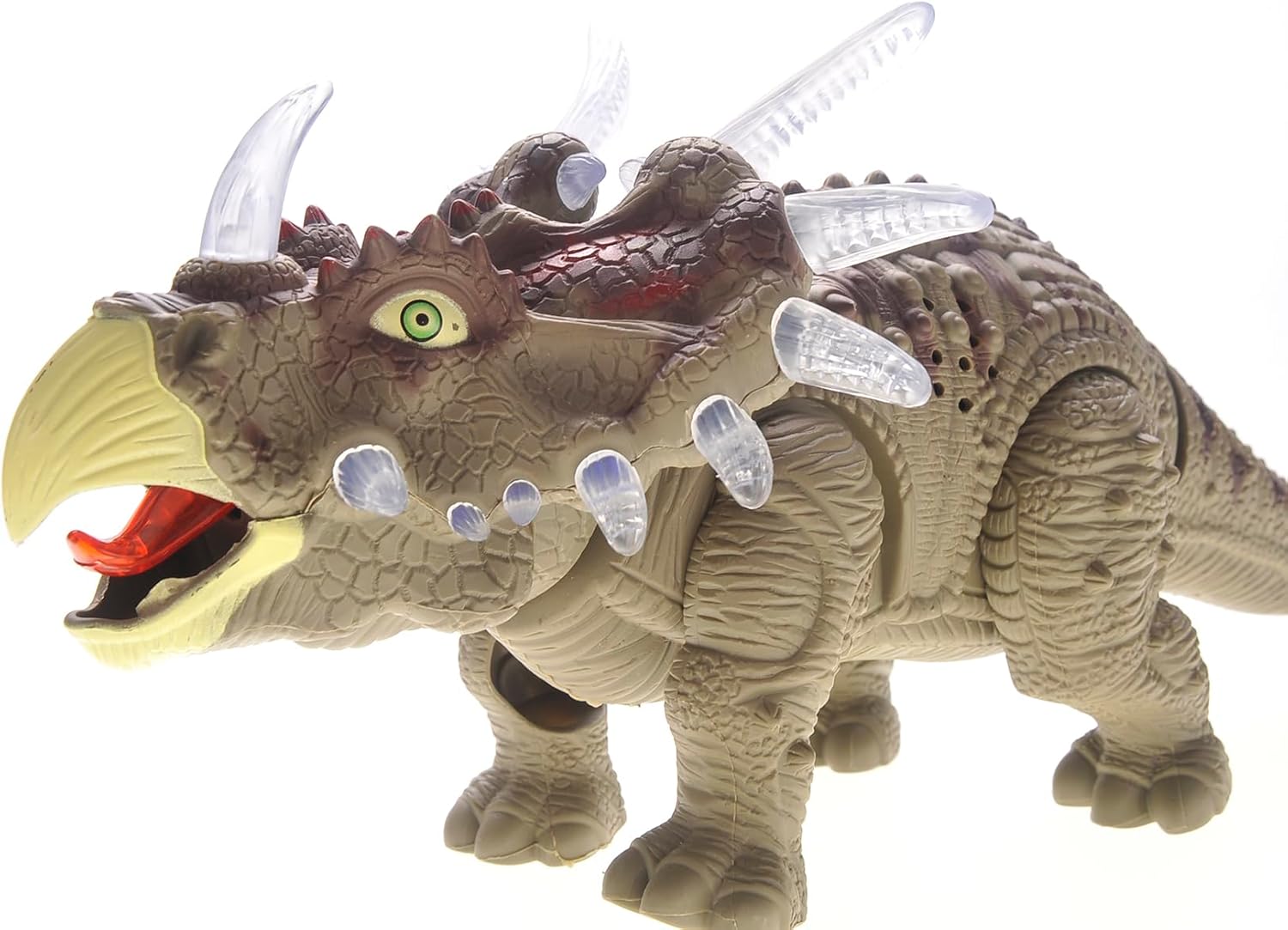 PowerTRC Walking Dinosaur Toys for Kids 3-6, Triceratops Electronic Jurassic Toy with LED Light, Sound, Swinging Tail Battery Powered for Toddlers