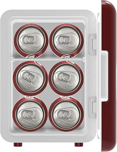 Vista 2 de CURTIS MIS153DRP Dr. Pepper Retro Mini Portable Compact Personal Fridge Cooler, 4 Liter Capacity, 6 Cans, Makeup, Skincare, Freon-Free & Eco Borgoña