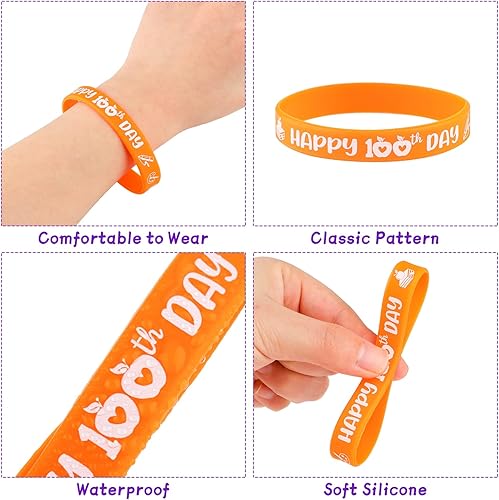Miniatura 4 de ADXCO Juego de 48 pulseras de silicona para el día 100 de escuela accesorios para la escuela regalos de fiesta escolar premios de aula regalos de