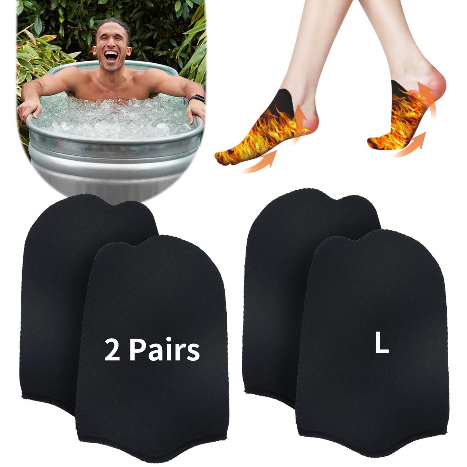 Photo 1 of 2 Pairs Ice Bath Toe Socks, Cold Plunge Toe Covers, Ice Bath Toe Booties Cold Plunge Toe Booties, Cold Plunge Tub Accessories, Reusable Neoprene Toe Warmers for Cold Plunge at Home L-Black