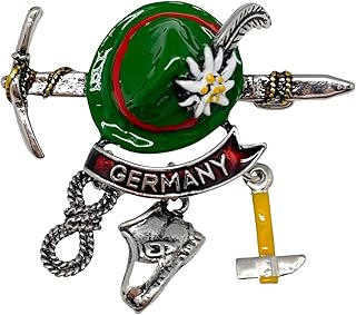 Bavarian German Alps Climber Oktoberfest Pins with Charms & Germany Banner – Oktoberfest Hat Pin for Men – Traditional German Costume Accessory | Oktoberfest Haus