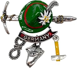 Bavarian German Alps Climber Oktoberfest Pins with Charms & Germany Banner – Oktoberfest Hat Pin for Men – Traditional German Costume Accessory | Oktoberfest Haus