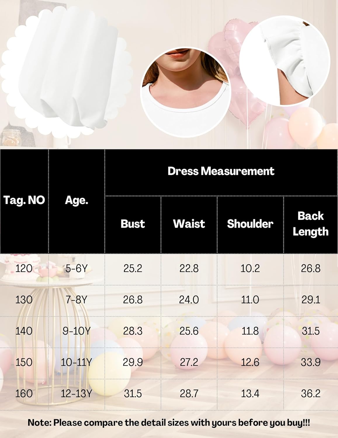 Arshiner Tween Girls Summer Bubble Dress Ruffle Sleeve Casual Party Midi Dresses - Image 6