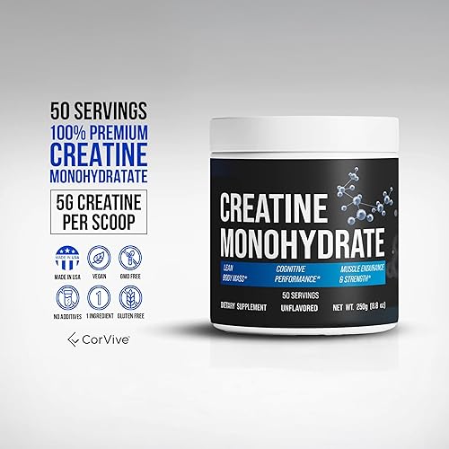 Miniatura 4 de Monohidrato de creatina, polvo de creatina pura y sin sabor, vegano, sin gluten, sin aditivos, sin OMG, fórmula de fácil mezcla para soporte de