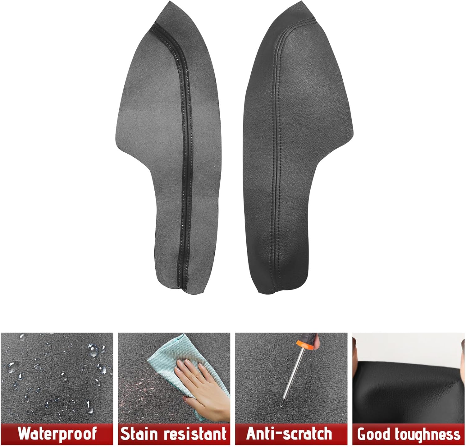 Compatible with Front Door Panels Armrest Cover for Honda Civic 2016-2020 Leather Left & Right Front Door Armrest Trim with Installation Tool 2PCS Black (Leather Only)