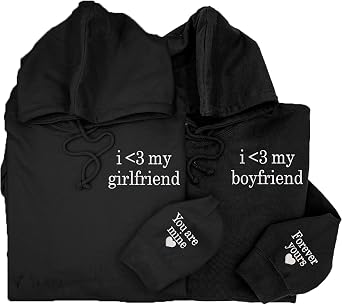 Embroidered Matching Couple Hoodies Boyfriend and Girlfriend I Love My Girlfriend Boyfriend Couple Valentine
