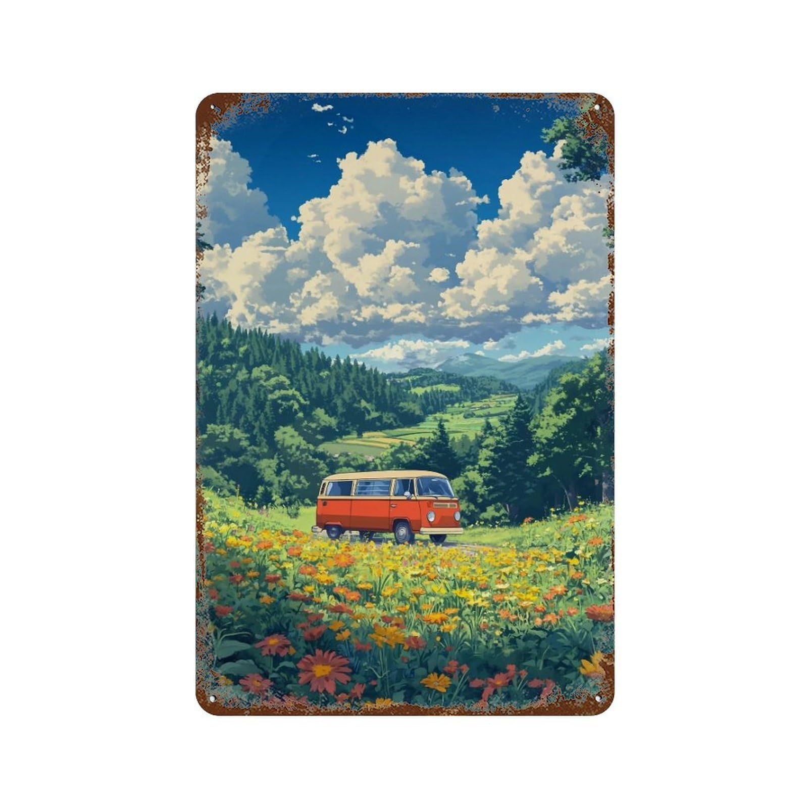 HDURYEYRYY Valley Road Trip Van 04 Wall Retro Iron Vintage Art Metal Tin Sign Poster Modern Home Cofffee Club Art Bar Shop Decor 30x20cm
