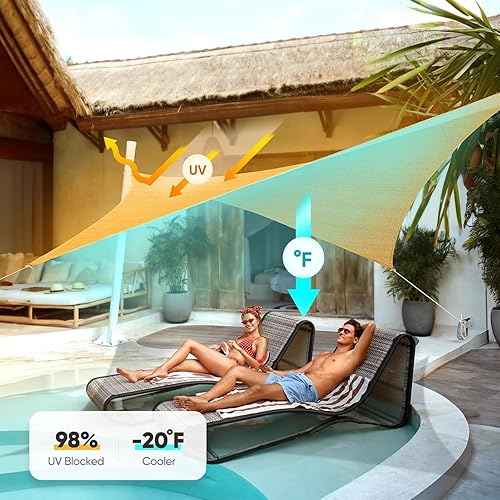 Miniatura 8 de Toldo Quictent de polietileno de alta densidad, 6.53 ozm, rectangular, para exteriores, 98 % protección UV, kit de herramientas, sombra para patio o