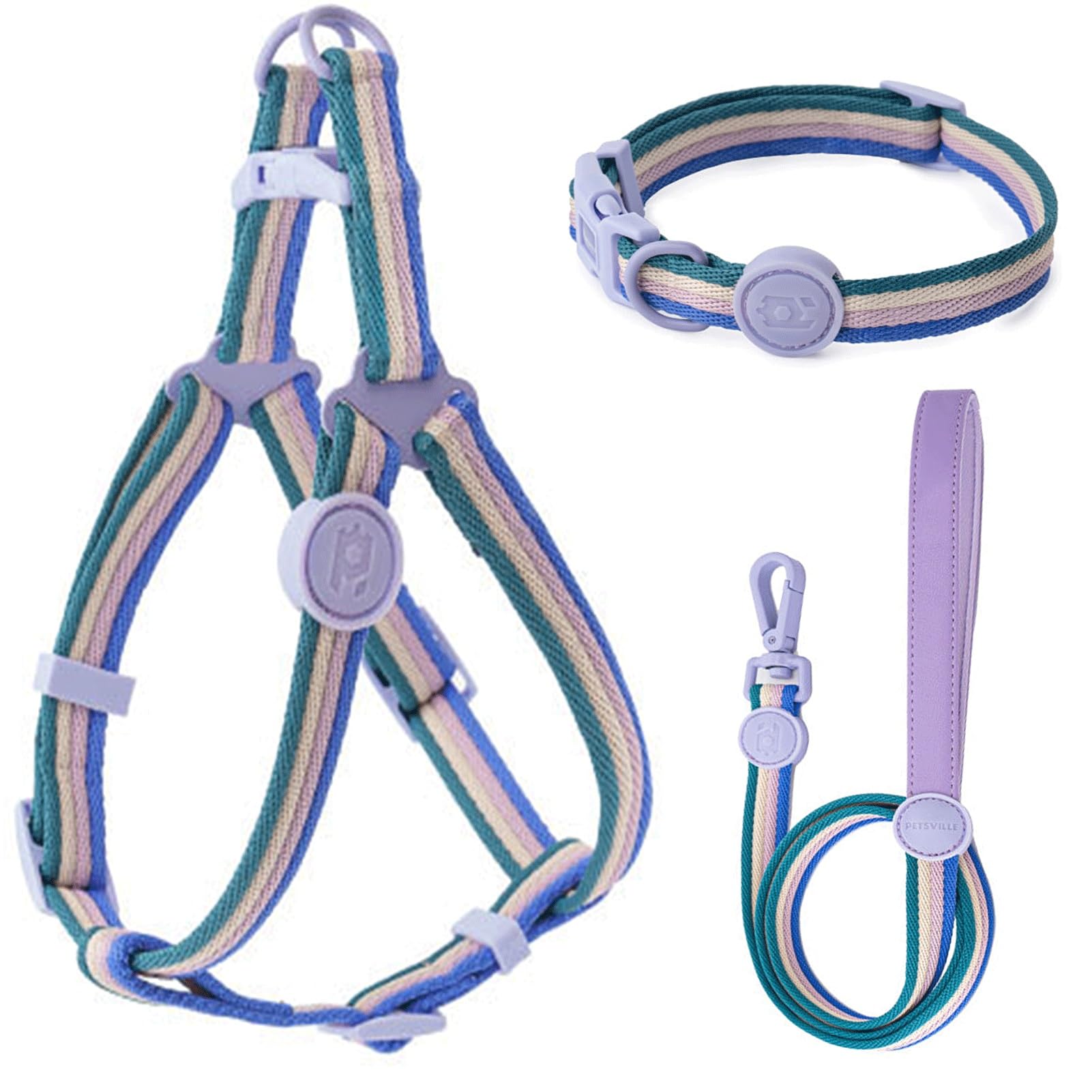 Pettorina Regolabile Per Cani - Gilet Anti-trazione | Completa Di Collare E Guinzaglio Abbinati - Meccanismo Di Sgancio Rapido | Adatta A Cani Di Piccola E Media Taglia(Blue,M)