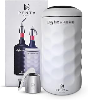 Wine Chiller Bucket | Insulated Wine Stopper with Silicone Seal | Reusable Beverage Preserver | Leakproof, Freshness Maintenance | Gifts for Wine Lovers | Portable 750ml Cooler | White