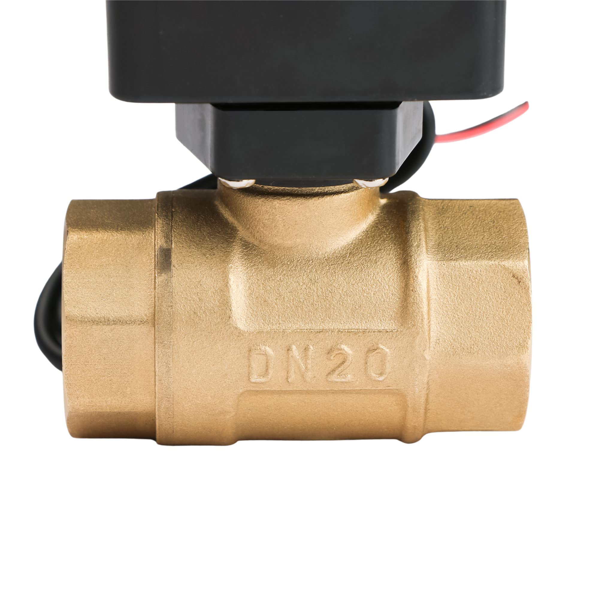 U.S. Solid Valvola a sfera motorizzata - Valvola a sfera in ottone da 3/4" con porta standard, 9-36V AC/DC, configurazione a 2 fili di ritorno automatico, normalmente aperta, filettatura G