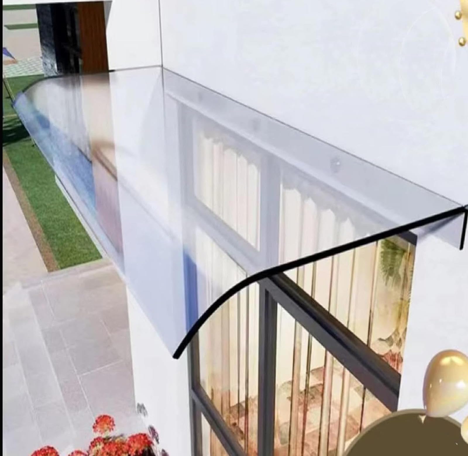 GJMSSMY Invisible Door Canopy, Transparent Rain & Snow Protection Awning, Polycarbonate Porch Cover, Weatherproof Door Shelter (40x60cm/15.7x24in)