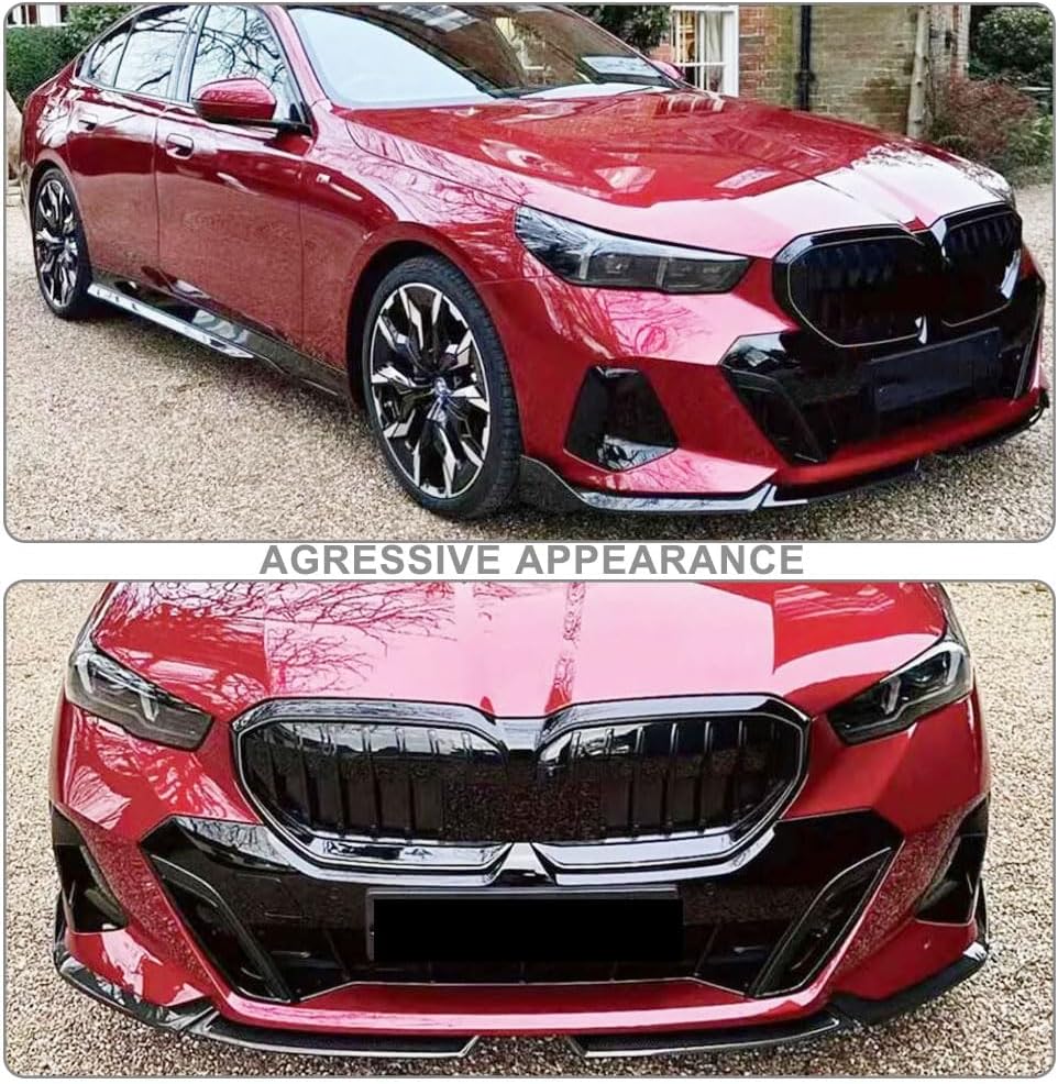 MCARCAR KIT Gloss Black Front Bumper Lip for BMW 5 Series I5 G60 G61 M Sport 2024 ABS Gloss Black Car Front Chin Spoiler Body Kit Trim Protection