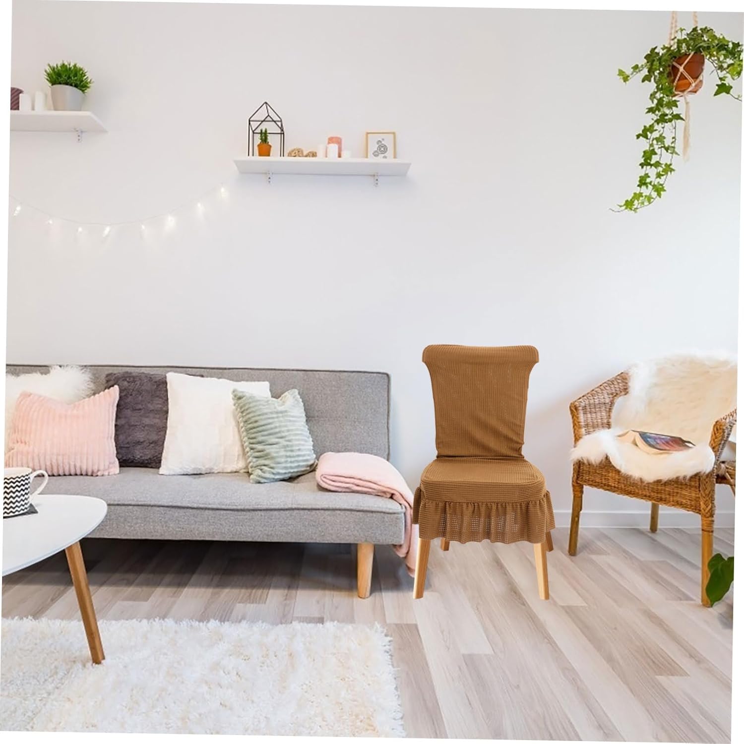 PRETYZOOM 6pcs Gingham Chair Stretch Dining Chair Sleeves for Easy Installation Stain-Resistant and Washable Seat Protectors for Home Decor and Family Use